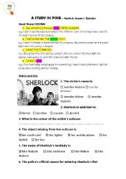 English Worksheet: SHERLOCK THE WOMAN IN PINK ( BBC NEtflix series)