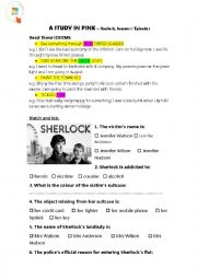 English Worksheet: SHERLOCK THE WOMAN IN PINK ( BBC NEtflix series)