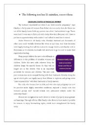 English Worksheet: Correcting  Errors : Moroccan Family Code