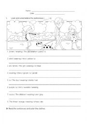 English Worksheet: Clothes and prepositions