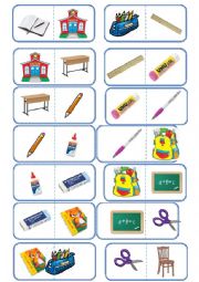 English Worksheet: School things domino