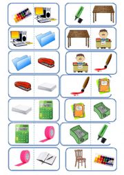 English Worksheet: School things domino