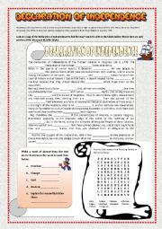 English Worksheet: Declaration of Independence