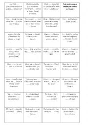 English Worksheet: BOARDGAME: Past continuous vs simple past