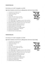 English Worksheet: Weekly Writing Topics