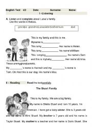 English Worksheet: Family