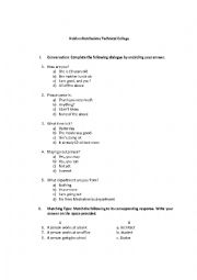 English Worksheet: Daily conversation and responses
