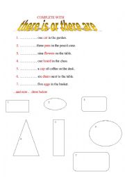 English Worksheet: THERE IS TRERE ARE