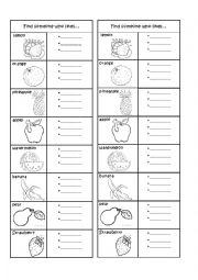 English Worksheet: Find someone who likes the fruit