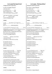 English Worksheet: Avril Lavigne- My Happy Ending (Learn Past Tense)