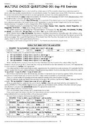 English Worksheet: MULTIPLE CHOICE QUESTIONS 001 Gap-Fill