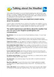 English Worksheet: Talk About the Weather and Extreme Weather Conditions