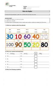 English Worksheet: Numbers