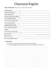 English Worksheet: Classroom English (differentiated tasks)