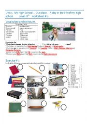English Worksheet: My High SchoolOur place