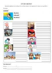 English Worksheet: Adjectives
