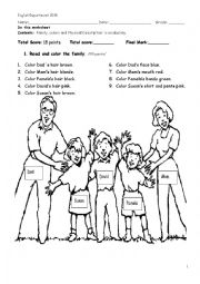 English Worksheet: Family test