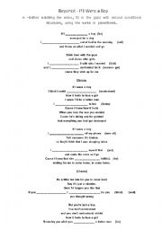 English Worksheet: if-i-were-a-boy-second-conditional.