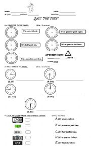 English Worksheet: What time is it?