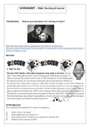 English Worksheet: Pel: The King of soccer