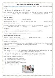 English Worksheet: Video activity Job Interview Dos and Donts