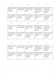 English Worksheet: Simple Past to be Bingo