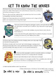 English Worksheet: Get to know the houses
