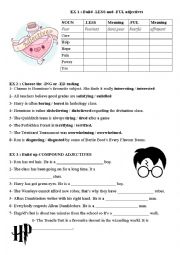 English Worksheet: Harry Potter and adjectives exercises