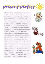 English Worksheet: PRESENT PERFECT TENSE