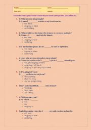 English Worksheet: Future (Present Continuous, Will, Going to)