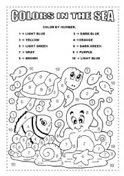 English Worksheet: Colors in the Seaa