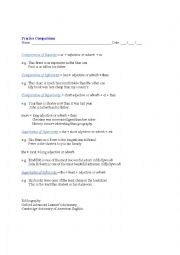 English Worksheet: Practice Comparisons