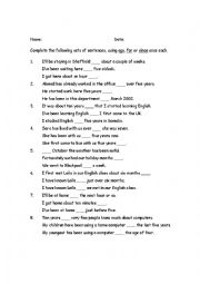 English Worksheet: for since ago  present perfect