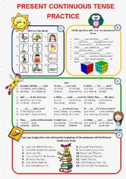 English Worksheet: PRESENT CONTINUOUS TENSE PRACTICE