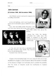 English Worksheet: John Lennon Imagine