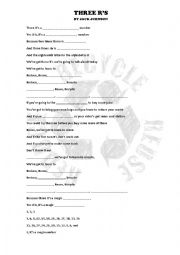 English Worksheet: The three Rs song activity