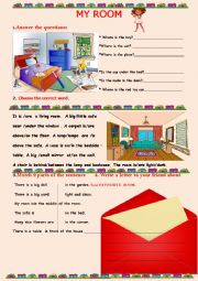 English Worksheet: MY ROOM