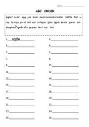 English Worksheet: ABC Order