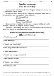 English Worksheet: COMPREHENSION 002 Writing Ann