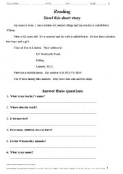 English Worksheet: COMPREHENSION 003 Writing Ivan