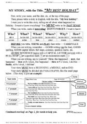 English Worksheet: ESSAY 001 My best holiday