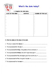 English Worksheet: Whats the date today?