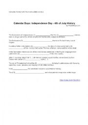 English Worksheet: July 4th - listening comprehension (ADV)