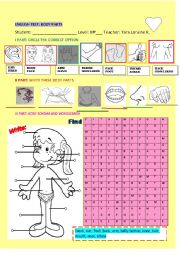 English Worksheet: BODY PARTS TEST