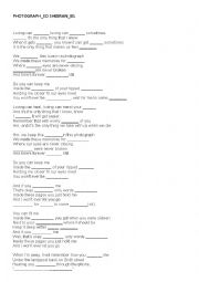 English Worksheet: Ed Sheeran - Photograph