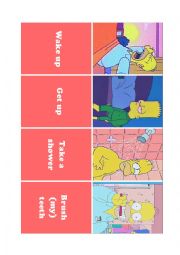 English Worksheet: The Simpsons Daily routine (cards)