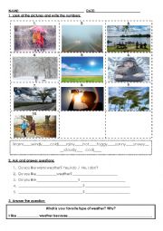 English Worksheet: Weather and temperature
