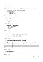 English Worksheet: Summer Camp _ test A1 _ weeks 2-3