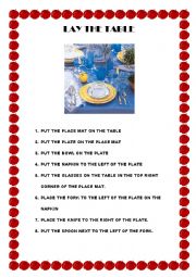 English Worksheet: lets lay the table