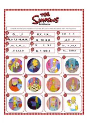 English Worksheet: The Simpsons daily routine (scrabble)
